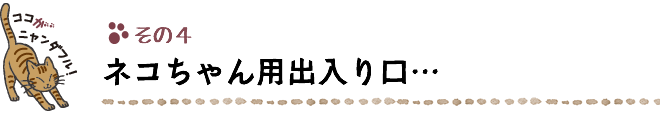 ココがニャンダフル！その４ ネコちゃん用出入り口… 